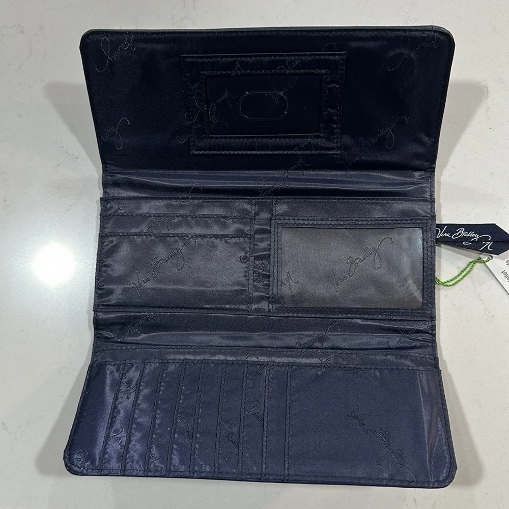 Vera Bradley Marrakesh Motifs Trifold Quilted Wallet in Navy Blue